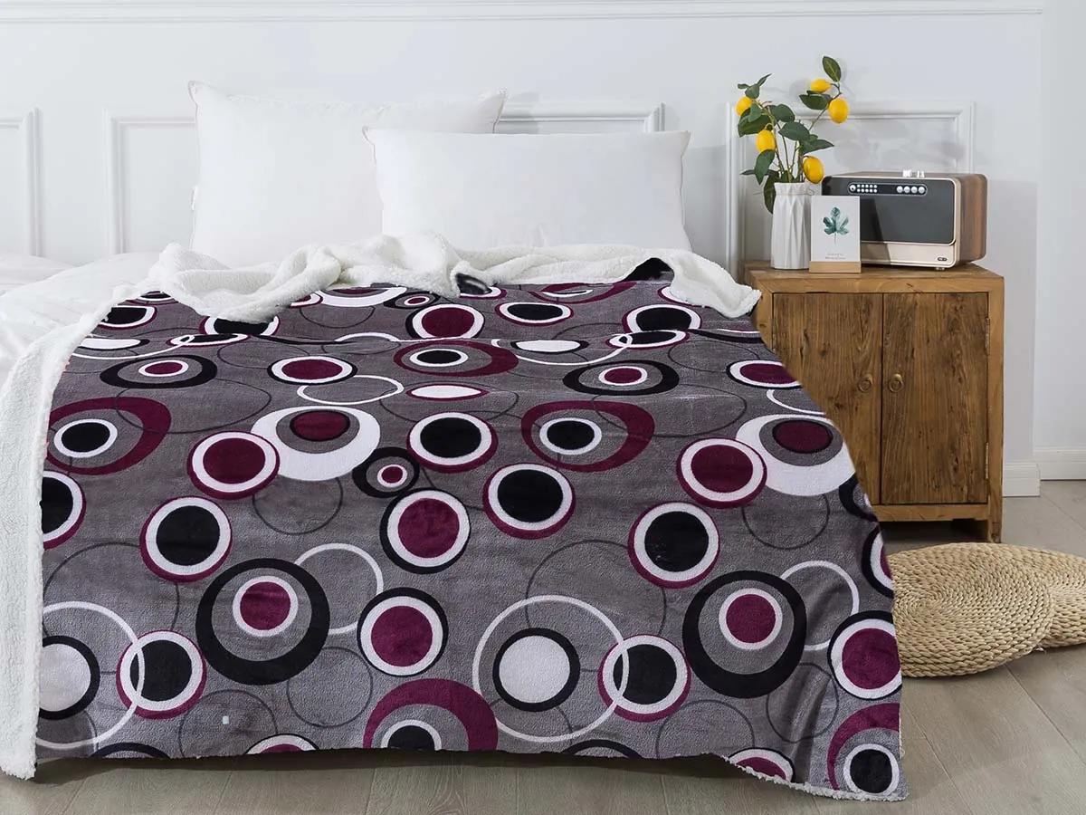 XPOSE® Mikroplyšová deka HEDVIKA s baránkom - sivá/slivková 200x220 cm