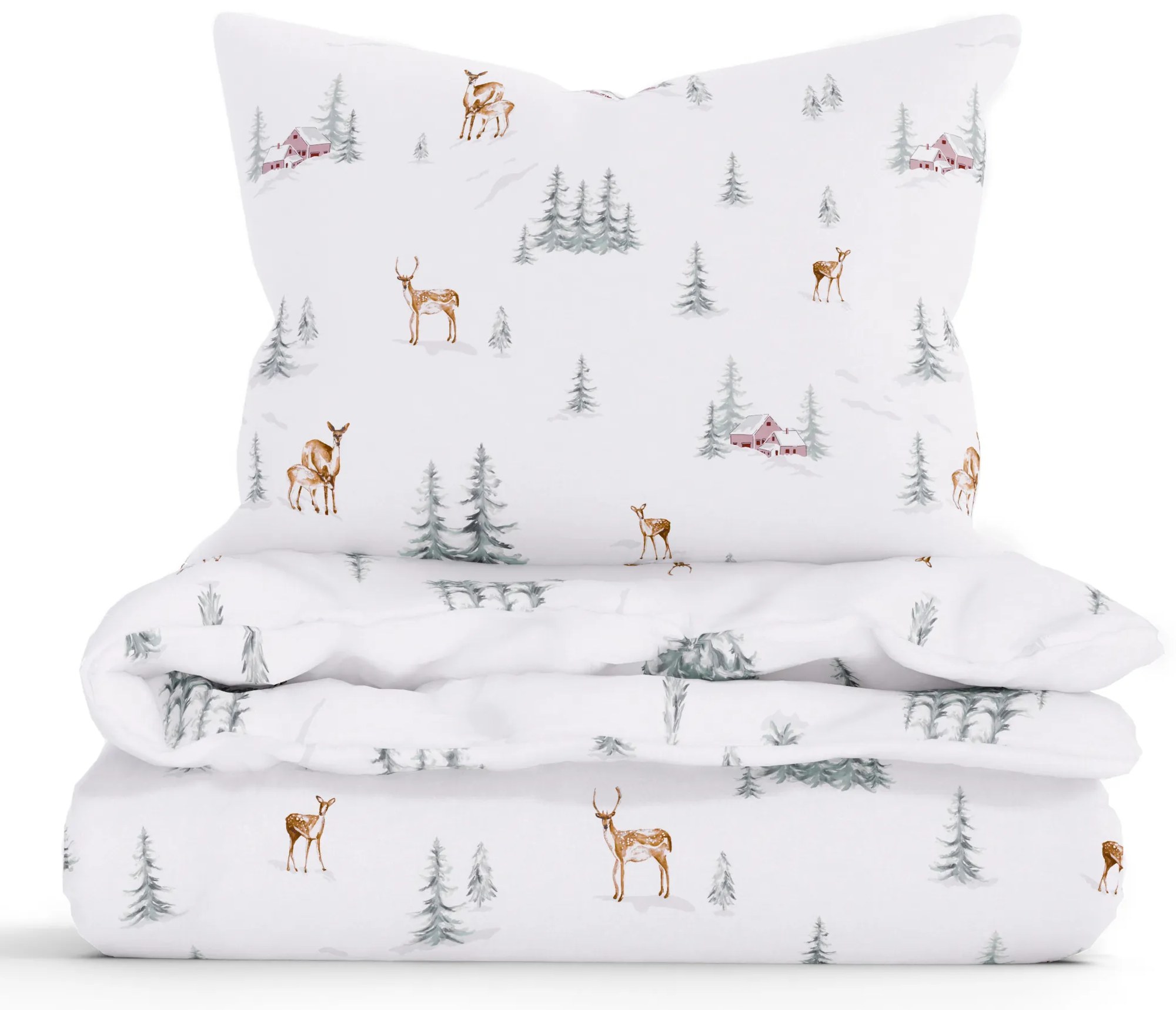 Vianočné predĺžené bavlnené obliečky Renforcé - Zimný les