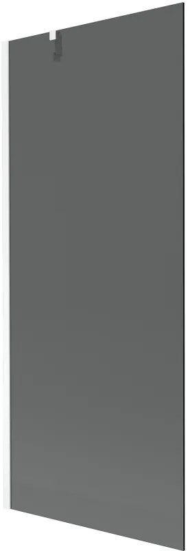 Mexen Next, vaňová zástena 1-krídlová 80 x 150 cm, fixné krídlo, 6 mm šedé sklo, biely profil, 895-080-000-00-40-20