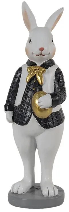 Dekorácia králik v košeli držiacej zlaté vajíčko - 5*5*15 cm