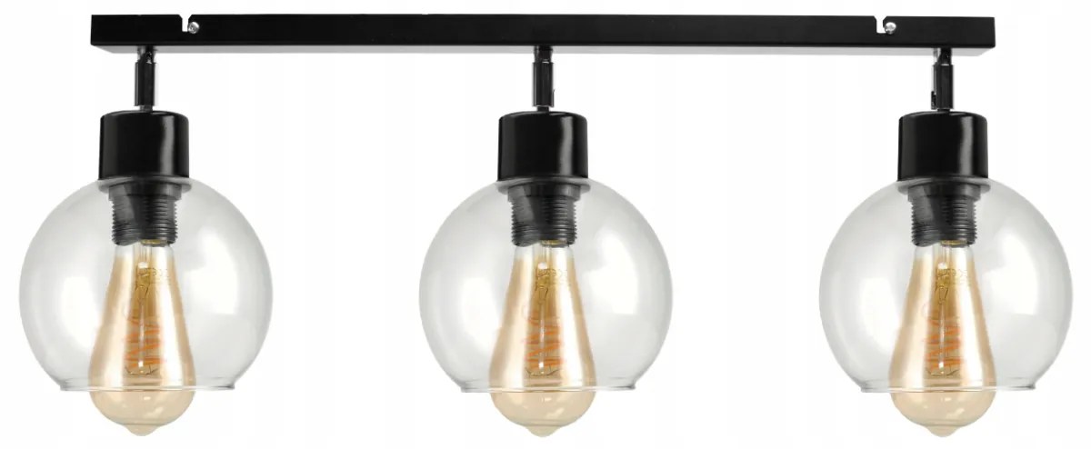BERGE LED nastaviteľné stropné svietidlo 3xE27 LOFT - priehľadná guľa