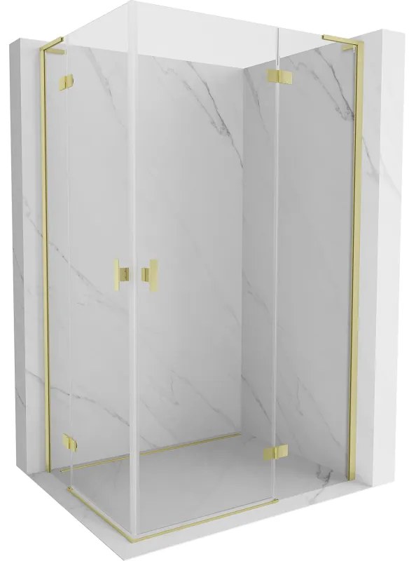 Mexen Mist-H L Duo, 2-krídlový sprchový kút 70 x 95 cm, číre sklo, zlatý matný profil, 8A5L-070L-095P-55-00