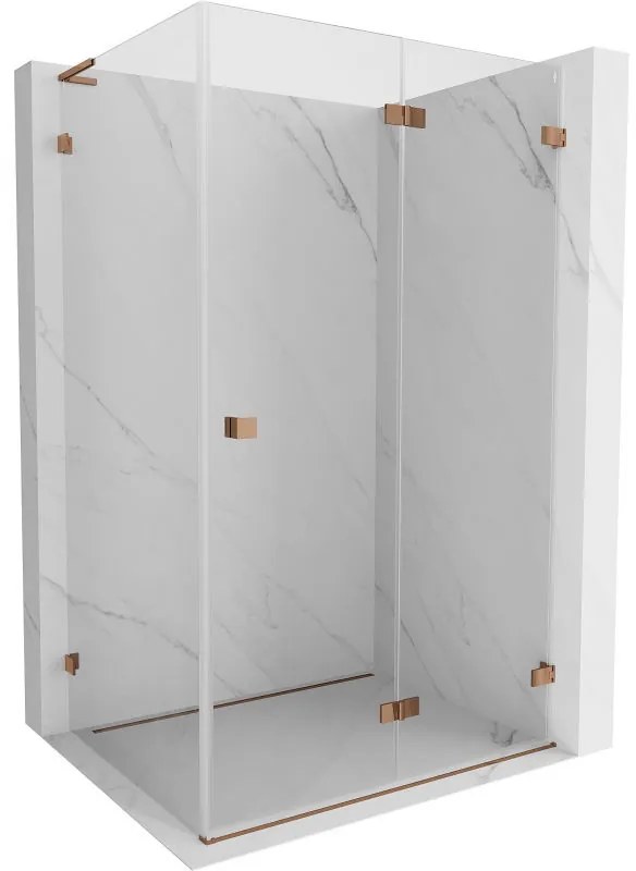 Mexen Lunar-F L, sprchovací kút pravý 75 x 70 cm, 8mm číre sklo, profil ružové zlato, 836L-075-070-60-00-P