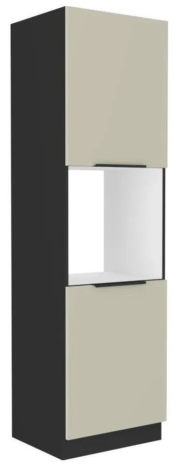 Vysoká skrinka na vstavanú rúru Arikona 60 DP 210 2F (kašmír + čierna) . Vlastná spoľahlivá doprava až k Vám domov. 1097068