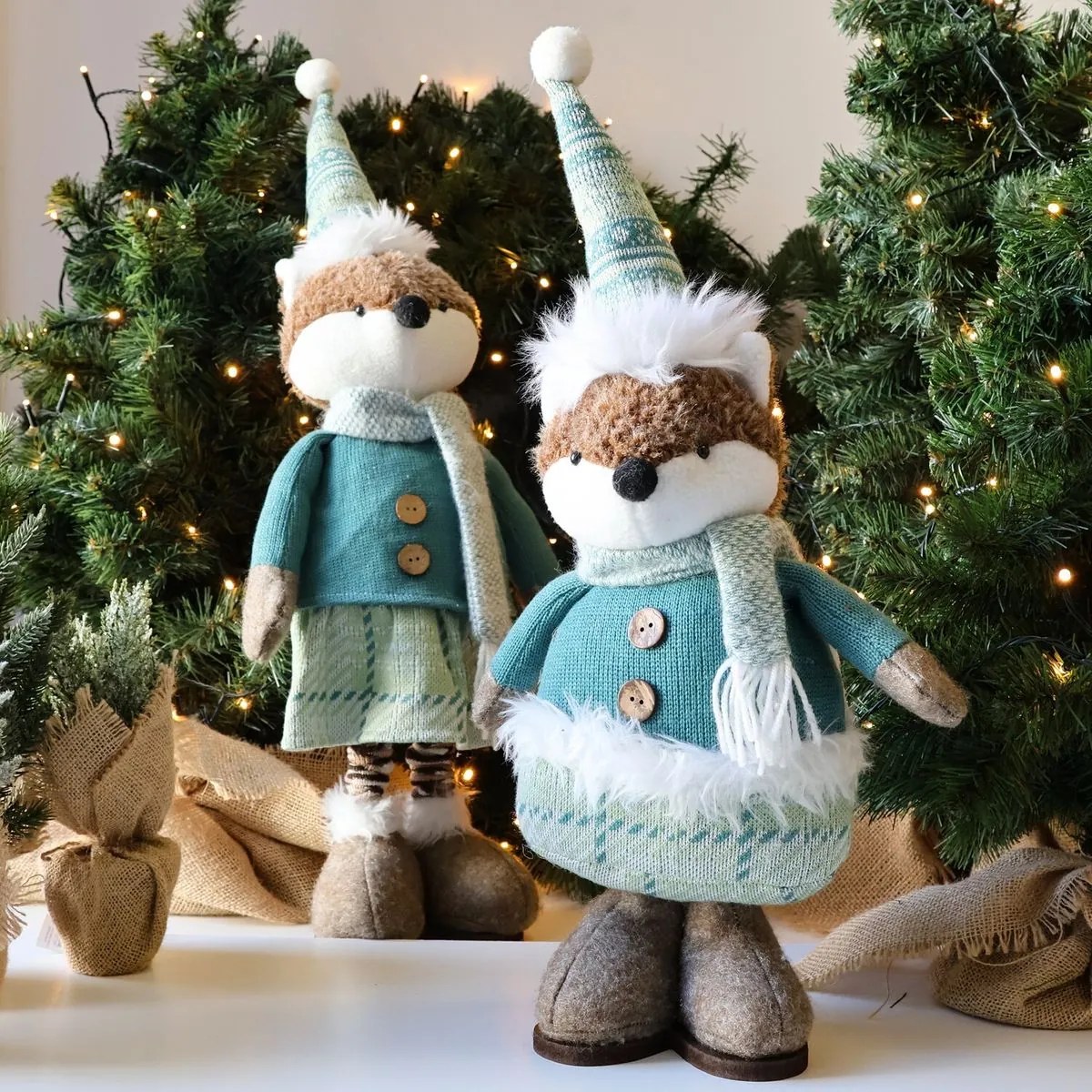 Vianočná dekorácia škriatok, 55 cm, tyrkysová