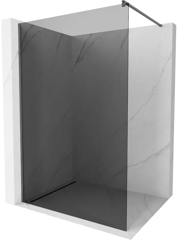 Mexen Kioto, sprchová zástena Walk-In 120 x 200 cm, 8mm šedé sklo, grafitový profil, 800-120-101-66-40