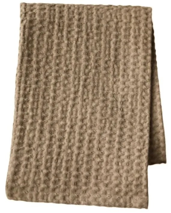 Béžovo-hnedá ľanová utierka s pruhmi Streifen Éternel - 50*70 cm