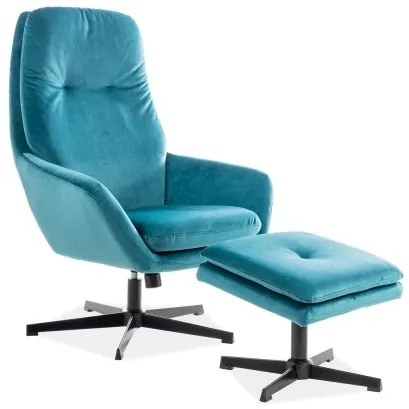 Kreslo Ford Velvet, tyrkysová / čierna