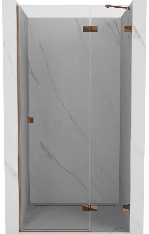 Mexen Lunar, pravé otočné sprchové dvere 75 cm, 8mm číre sklo, ružové zlato profil, 834-075-000-60-00-P