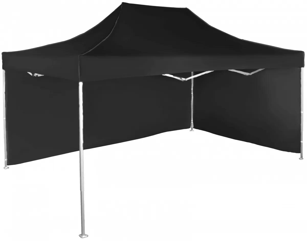Rýchlorozkladací nožnicový stan 3x4,5m – hliníkový, Čierna, 2 bočné plachty