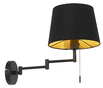 Nástenná lampa čierna s čiernym tienidlom a nastaviteľným ramenom - Ladas Deluxe