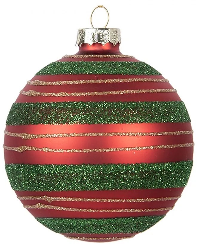 Christmas Bauble ? 8x8 Cm Red Green Glass - ? 8*8 cm
