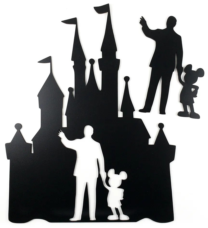 Veselá Stena Drevená nástenná dekorácia Rozprávkový zámok čierny