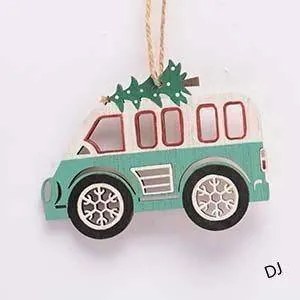 DECOLED Ozdoba, autobus, 12 x 9,5 cm, dřevěná