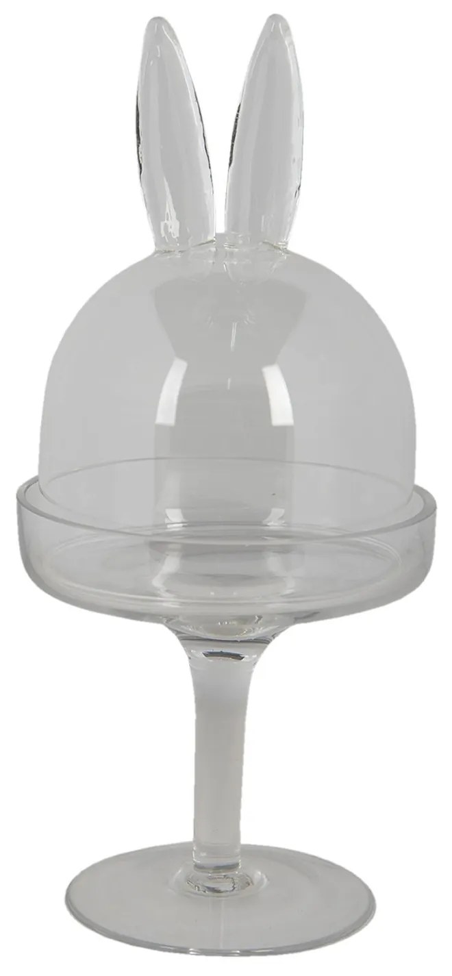 Sklenený podnos na nohe s poklopom a uškami - Ø 11*24 cm