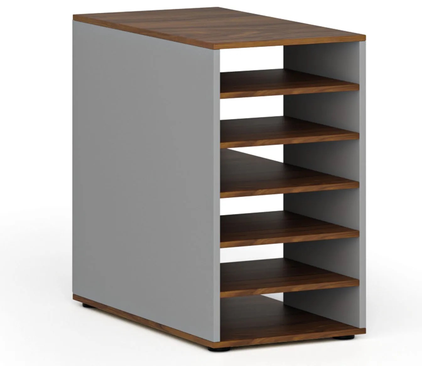 Prístavná policová skrinka k pracovnému stolu PRIMO GRAY, pravá, sivá/orech