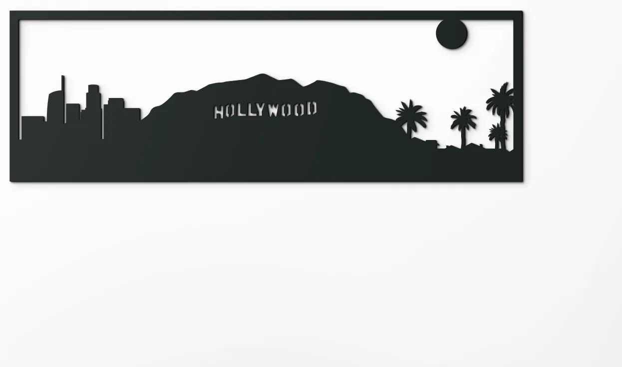drevko Obraz Los Angeles panoráma Rozmer obrazu: 29,5 x 89 cm, Farba dekorácie: Čierna
