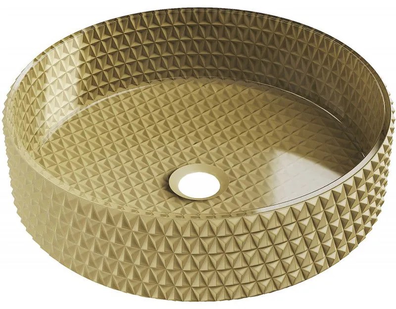 Mexen Aura, sklenené umývadlo na dosku 39 x 39 x 10,5 cm, zlatá, 24013950