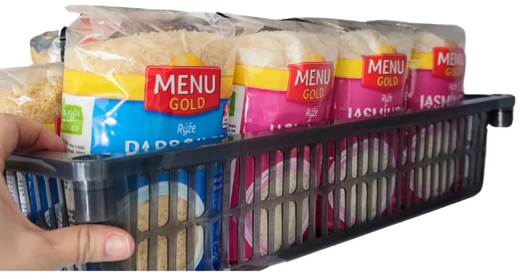 Úložný kôš, box a organizér extra hlboký 50 cm x 20 cm INVA, sivý