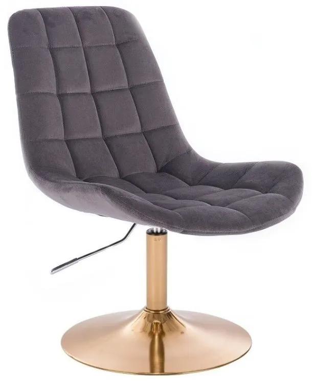 LuxuryForm DESIGN Stolička PARIS VELUR na zlatom tanieri - šedá
