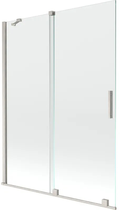 Mexen Velar, 2-krídlová posuvná vaňová zástena 130 x 150 cm, 8mm číre sklo, brúsená oceľ, 896-130-000-01-97