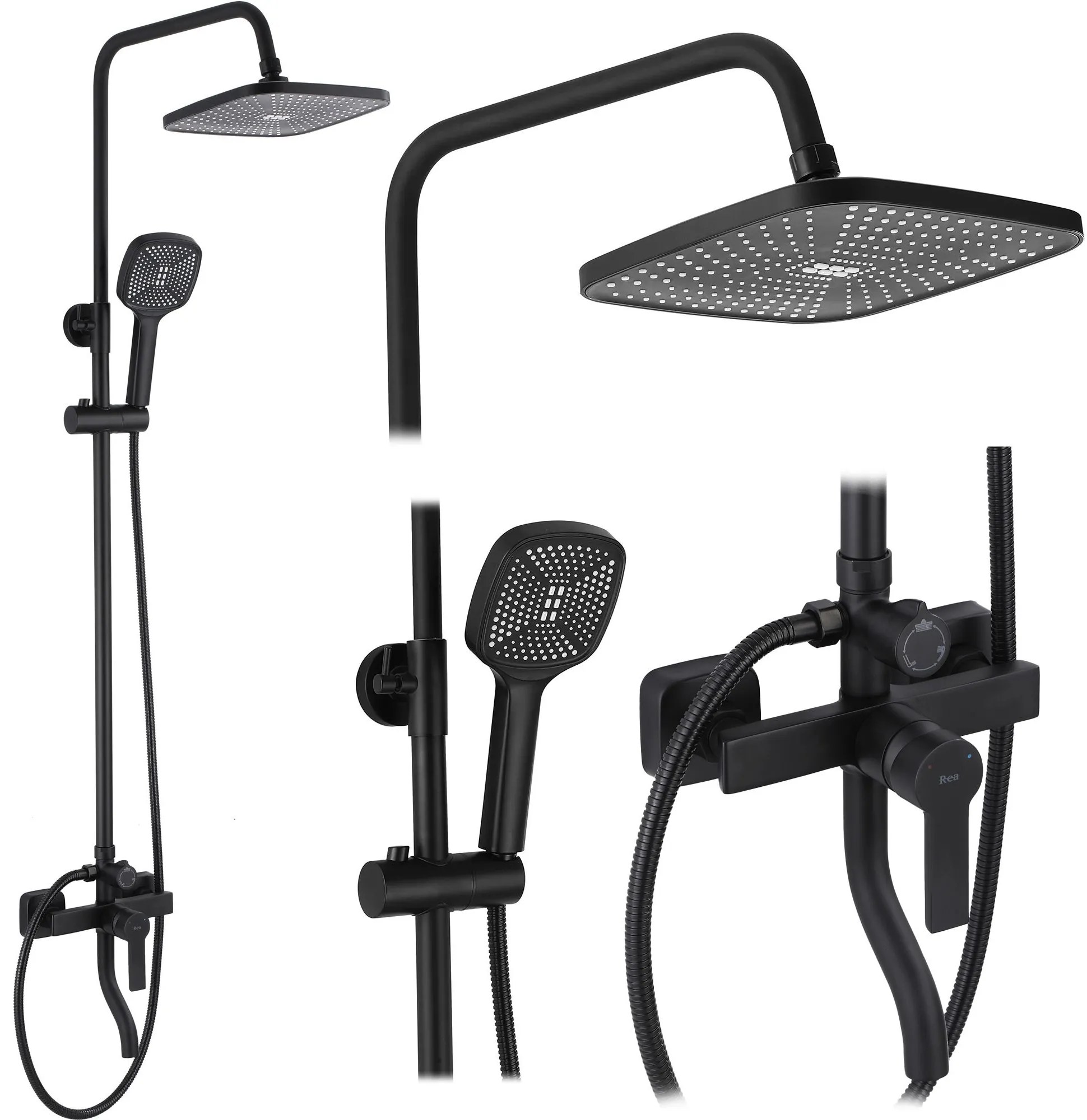 Rea Argus, sprchový set s vaňovou výlevkou, čierna matná, REA-P2389