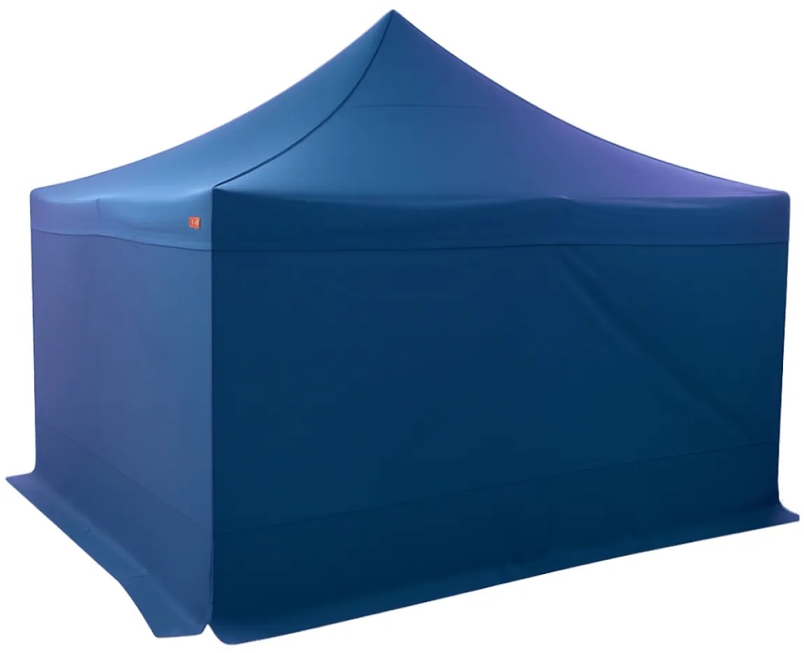 Rýchlorozkladací nožnicový stan 4x4m – oceľový, Modrá, 4 bočné plachty