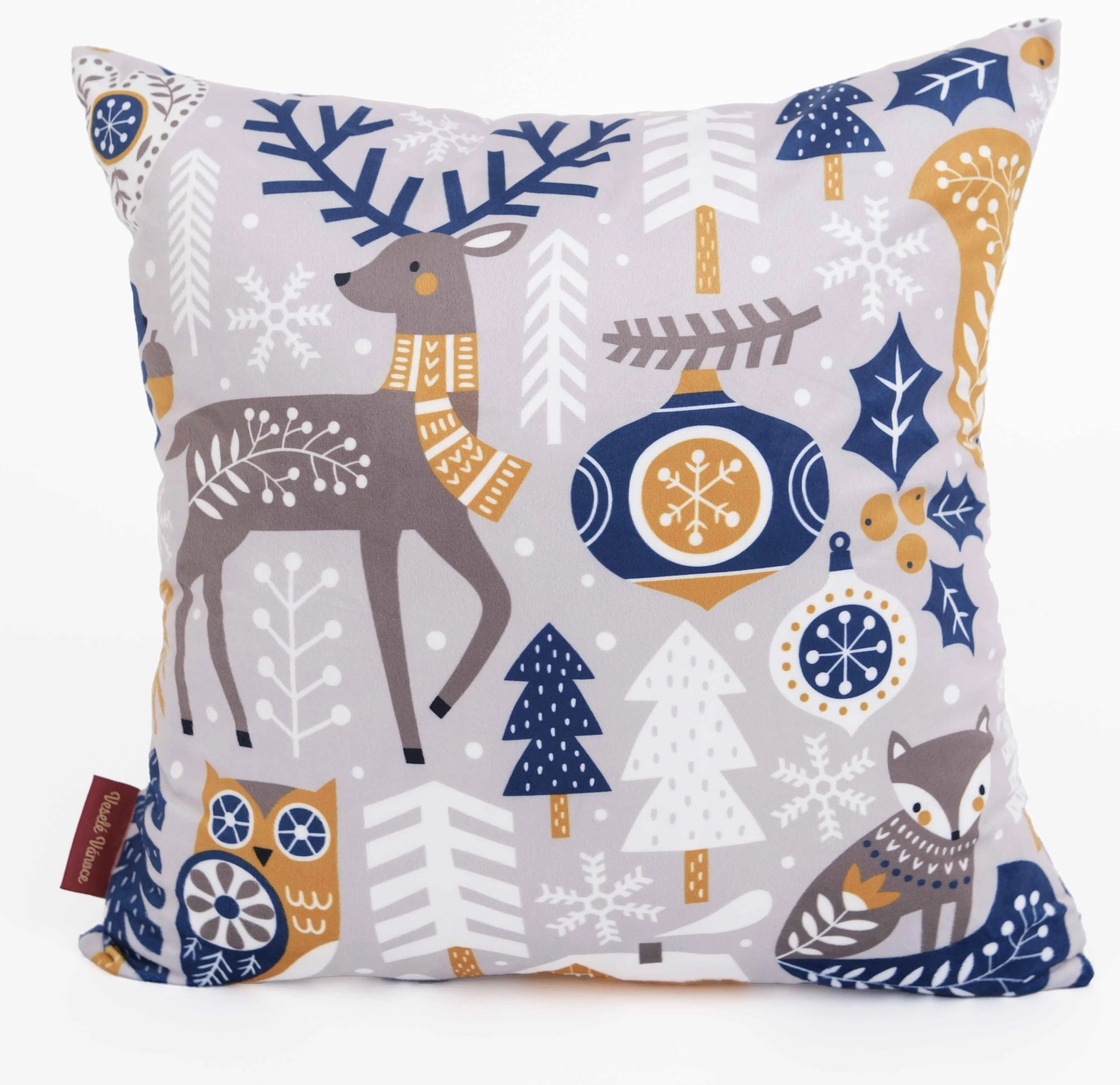 Vianočná obliečka na vankúšik Velvet 40 × 40 cm - Sob modrý