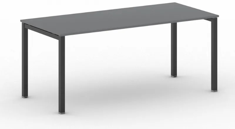 Rokovací kancelársky stôl PRIMO SQUARE, 180x80 cm, čierna podnož, grafit