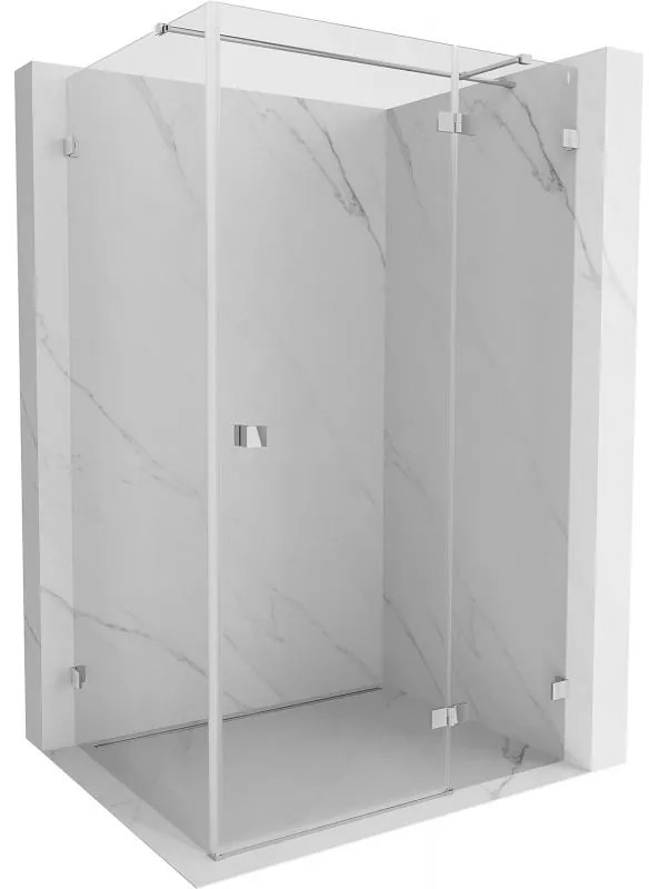 Mexen Lunar T, sklopný pravý sprchový kút 140 x 120 cm, 8mm číre sklo, chrómový profil, 834T-140-120-01-00-P