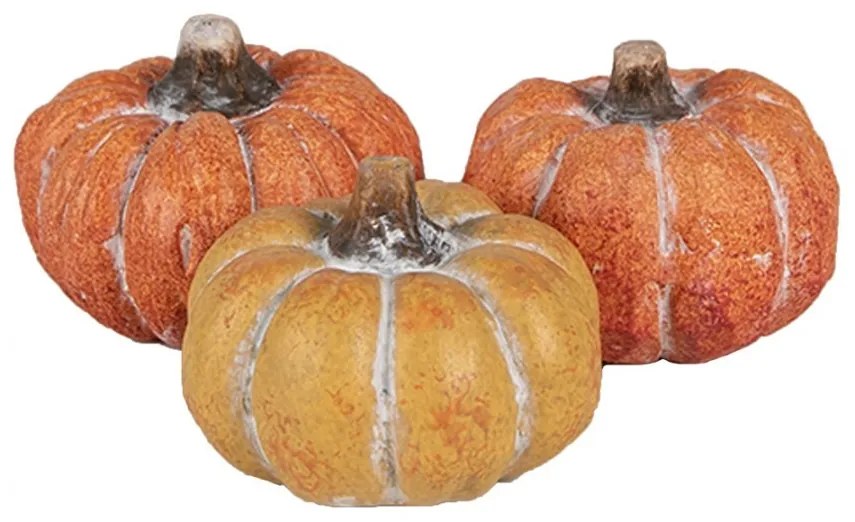 Set 3ks keramická oranžová dekorácia tekvice Pumpkin - Ø 5*4 cm