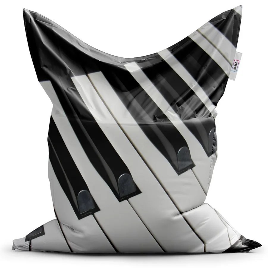 Sedací vak Classic klávesy piana - detský, čierna / biela