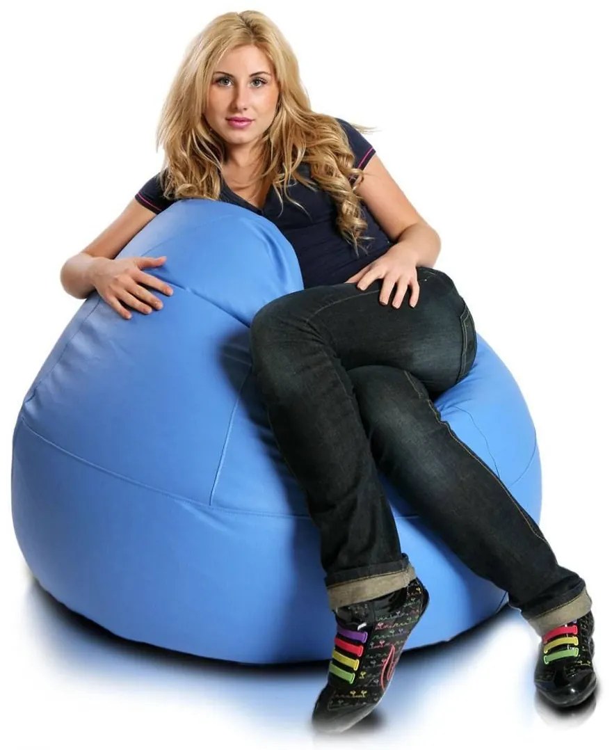 INTERMEDIC SK - Sedací vak Viper 95x110 cm | multifunkčný komfortný vak na sedenie aj ležanie Farba: E19 - Modrá svetlá (Ekokoža)