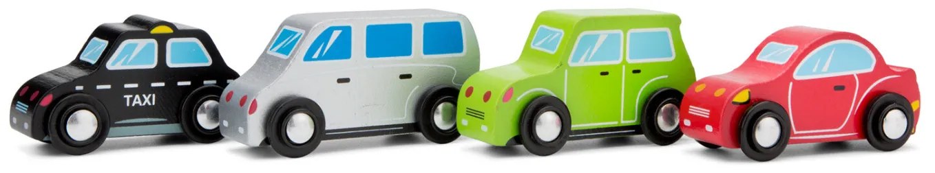 Súprava drevených mini autíčok - 4 ks