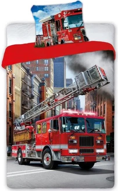 Bavlnené obliečky HASIČI - červené - 140x200 cm