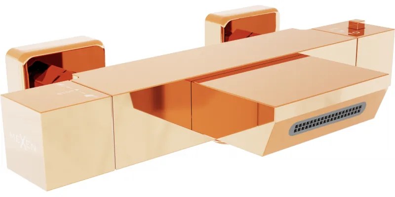 Mexen CUBE termostatická vaňová batéria, ružové-zlato, 77360-60