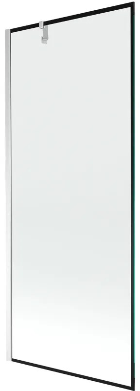 Mexen Next, vaňová zástena 1-krídlová 80 x 150 cm, fixné krídlo, 6 mm číre sklo s čiernym vzorom, chrómový profil, 895-080-000-00-70-01