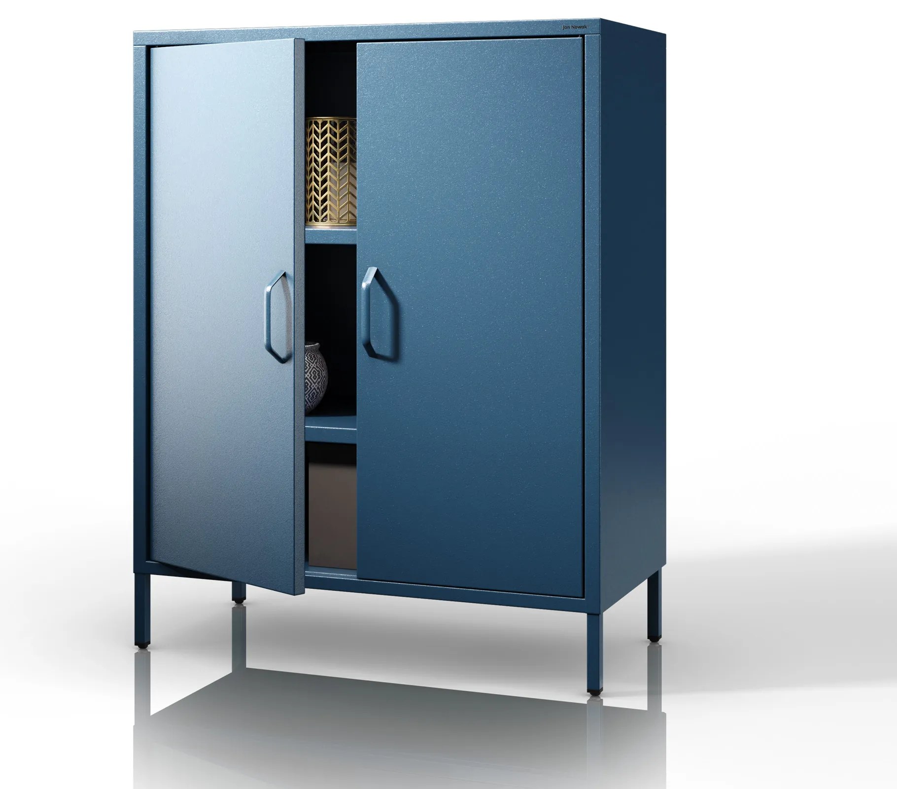 Skrinka do obývačky s policami VITO, 800 x 1015 x 400 mm, Modern: tmavomodrá farba