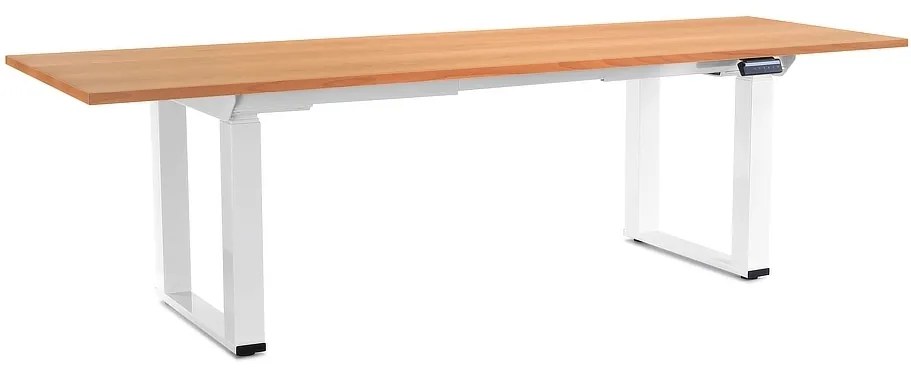 Výškovo nastaviteľný stôl OfficeTech Strong 240 x 80 cm, biela podnož, buk