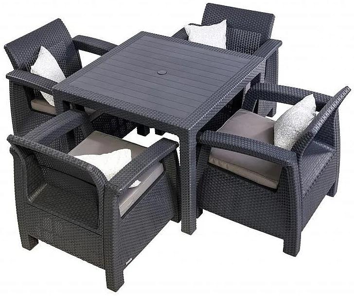 DEOKORK Záhradná ratanová zostava CORFU MINI 1+4 antracit