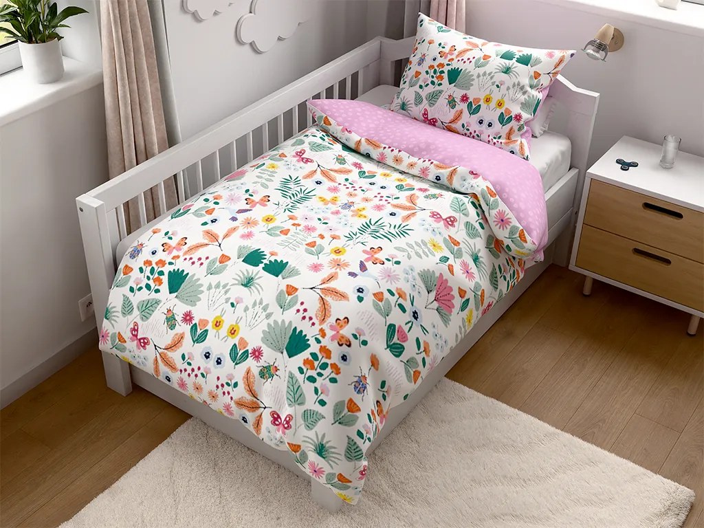 Bavlnené obliečky do postieľky LUNETTA ružové Rozmer obliečok: 45 x 65 cm | 90 x 135 cm