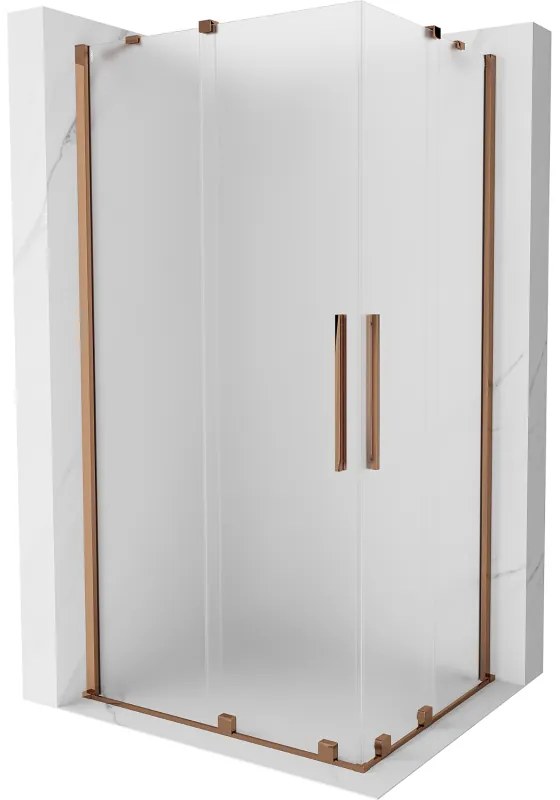 Mexen Velar Duo, sprchový kút s posuvnými dverami 90 x 80 cm, 8mm sklo námraza, ružové zlato, 871-090-080-32-60