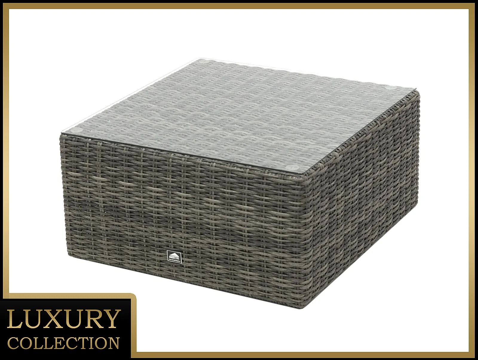 DEOKORK Ratanové stolík/taburet 73 x 73 cm BORNEO LUXURY (sivá)