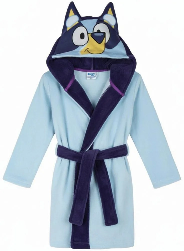 Detský coral fleece župan Bluey s kapucňou a uškami, EU 98