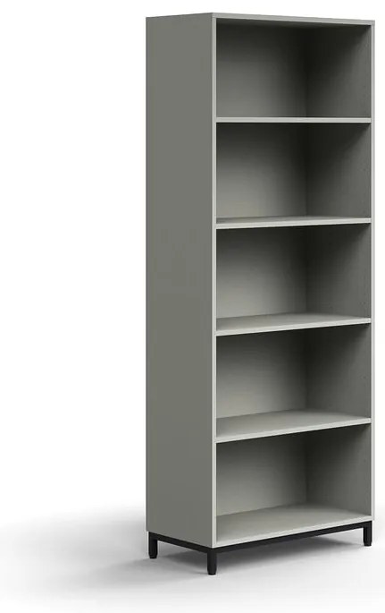 Knižnica QBUS, 4 police, na nožičkách, 2020x800x400 mm, čierna, svetlošedá