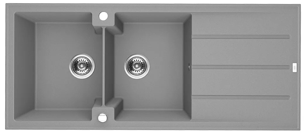 Laveo Canaria, 2-komorový granitový drez 1160x500x207 mm, šedá, LAV-SPC_521T