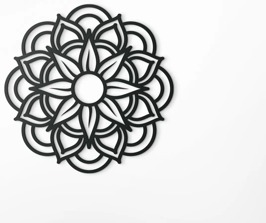 drevko 3D drevená mandala Kvet Rozmer obrazu: 44,5 x 44,5 cm, Farba dekorácie: Čierna