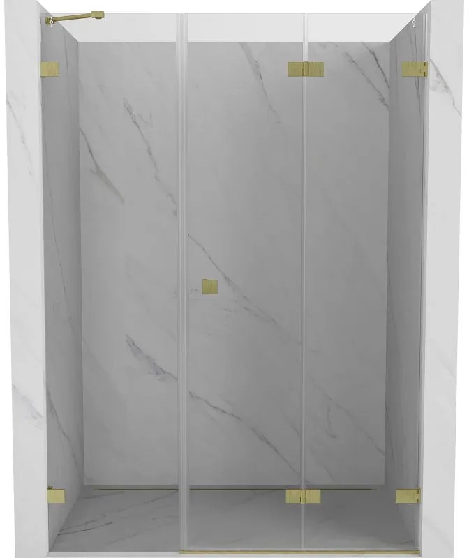 Mexen Lunar-F, pravé sklápacie sprchové dvere 115 cm, 8mm číre sklo, zlatý matný profil, 836S-115-050-55-00-P