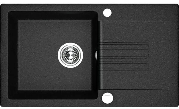 Laveo Celia, 1-komorový granitový drez 760x440x185 mm s dlhým odkvapkávačom, čierna, LAV-SBC_711T