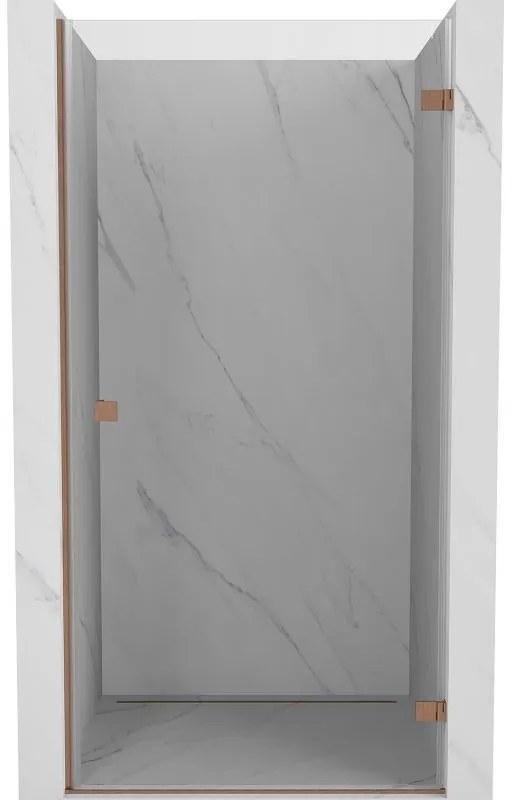 Mexen Lunar-B, Otočné pravé sprchové dvere 60 cm, 8mm číre sklo, medený matný profil, 832-060-000-65-00-P